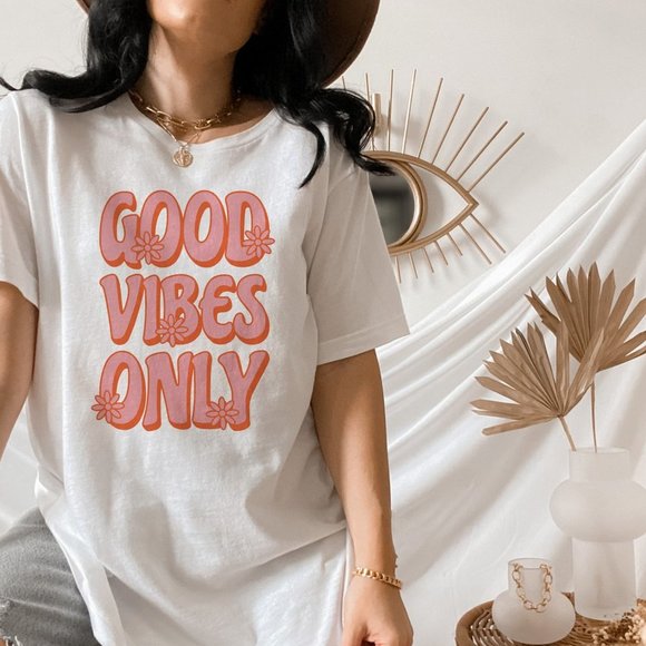 Good Vibes Only Floral T Shirt - Picture 1 of 5